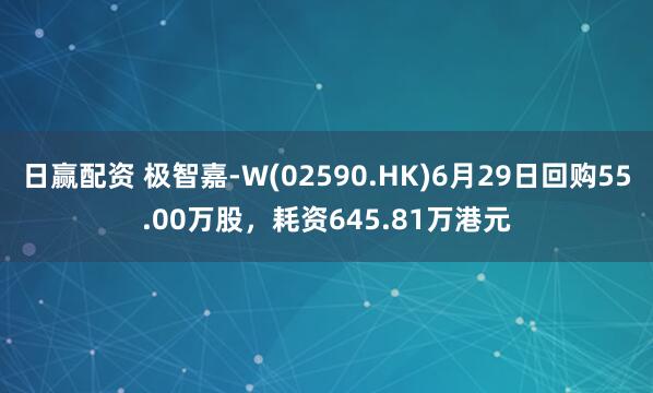日赢配资 极智嘉-W(02590.HK)6月29日回购55.00万股，耗资645.81万港元